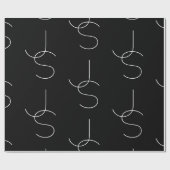 Modern 2 Initiaal Patroon | Zwart & Wit Cadeaupapier (Vlak)