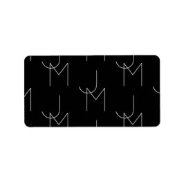 Modern 2 Initiaal Patroon | Zwart & Wit Etiket