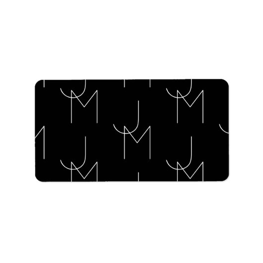 Modern 2 Initiaal Patroon | Zwart & Wit Etiket (Voorkant)