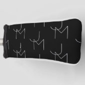 Modern 2 Initiaal Patroon | Zwart & Wit Golfheadcover (Voorkant)