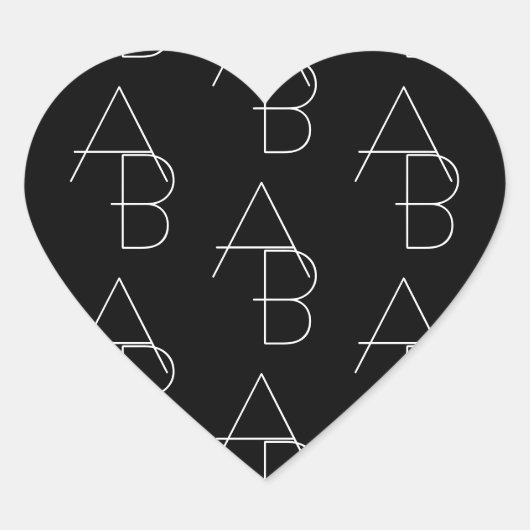 Modern 2 Initiaal Patroon | Zwart & Wit Hart Sticker (Voorkant)