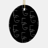 Modern 2 Initiaal Patroon | Zwart & Wit Keramisch Ornament (Rechts)