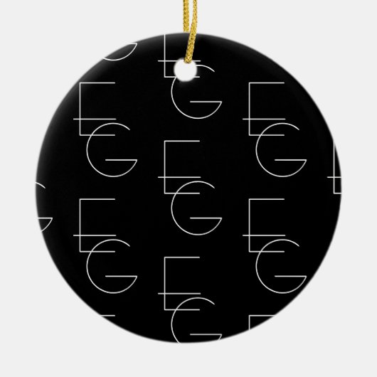 Modern 2 Initiaal Patroon | Zwart & Wit Keramisch Ornament (Voorkant)