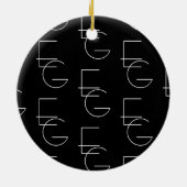 Modern 2 Initiaal Patroon | Zwart & Wit Keramisch Ornament (Achterkant)