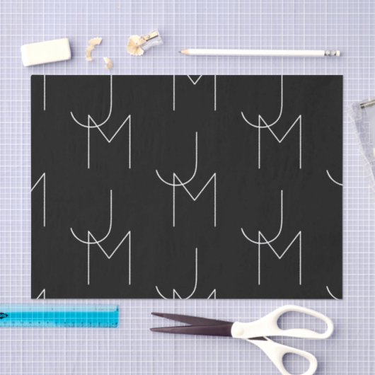 Modern 2 Initiaal Patroon | Zwart & Wit Tissuepapier (Craft)