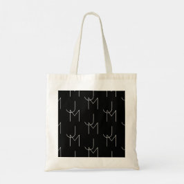 Modern 2 Initiaal Patroon | Zwart & Wit Tote Bag