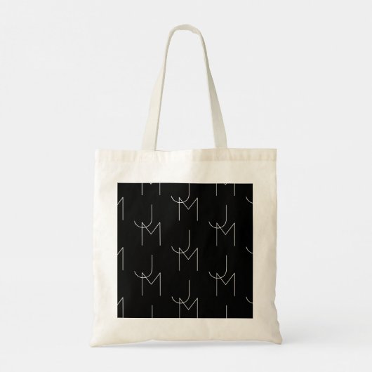 Modern 2 Initiaal Patroon | Zwart & Wit Tote Bag (Achterkant)