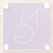 Modern 2 Initialen | Deep Paars subtle Ombre Glazen Onderzetter (Achterkant)