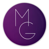 Modern 2 Initialen | Deep Paars subtle Ombre Keramische Knop (Voorkant)