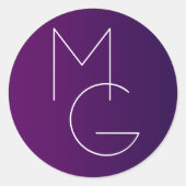Modern 2 Initialen | Deep Paars subtle Ombre Ronde Sticker (Voorkant)
