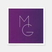 Modern 2 Initialen | Deep Paars subtle Ombre Servet (Voorkant)