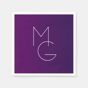 Modern 2 Initialen   Deep Paars subtle Ombre Servet