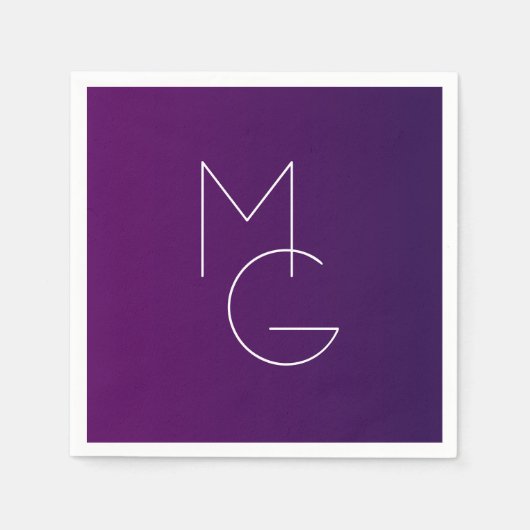 Modern 2 Initialen | Deep Paars subtle Ombre Servet (Voorkant)