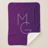 Modern 2 Initialen | Deep Paars subtle Ombre Sherpa Deken (Voorkant)