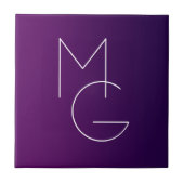 Modern 2 Initialen | Deep Paars subtle Ombre Tegeltje (Voorkant)