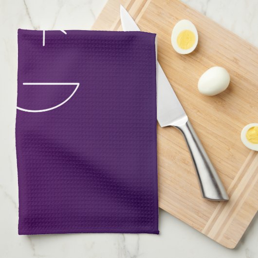 Modern 2 Initialen | Deep Paars subtle Ombre Theedoek (Quarter Fold)