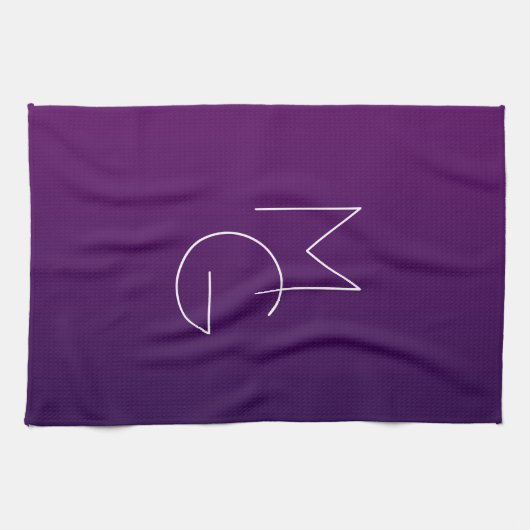 Modern 2 Initialen | Deep Paars subtle Ombre Theedoek (Horizontaal)