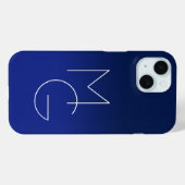 Modern 2 Initialen | Diepblauwe Ombre Case-Mate iPhone Case (Achterkant (horizontaal))