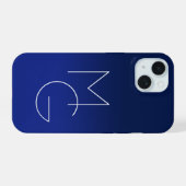 Modern 2 Initialen | Diepblauwe Ombre iPhone 15 Case (Achterkant horizontaal)