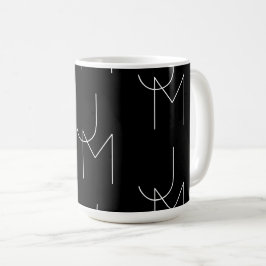 Modern 2 Initieel Patroon | Zwart & Wit Koffiemok