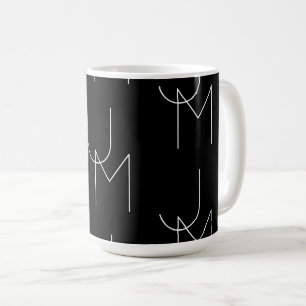 Modern 2 Initieel Patroon Zwart & Wit Koffiemok