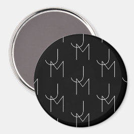 Modern 2 Initieel Patroon | Zwart & Wit Magneet