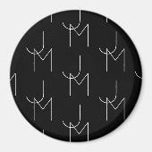 Modern 2 Initieel Patroon | Zwart & Wit Magneet (Voorkant)