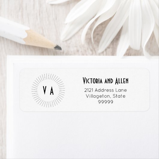 Modern 2-letter monogram retouradreslabel etiket (Insitu)