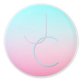 Modern 2 overlappende initialen | Turquoise Roze Keramische Knop (Voorkant)