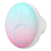 Modern 2 overlappende initialen | Turquoise Roze Keramische Knop (Rechts)