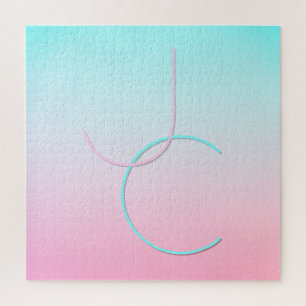 Modern 2 overlappende initialen   Turquoise Roze Legpuzzel