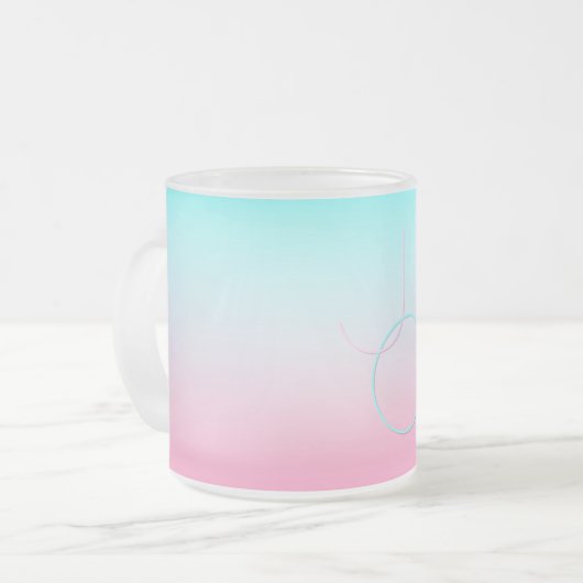 Modern 2 overlappende initialen | Turquoise Roze Matglas Koffiemok (Voorkant links)