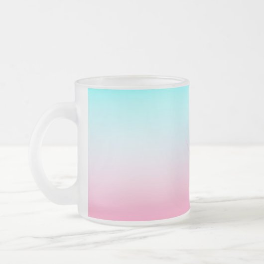 Modern 2 overlappende initialen | Turquoise Roze Matglas Koffiemok (Links)