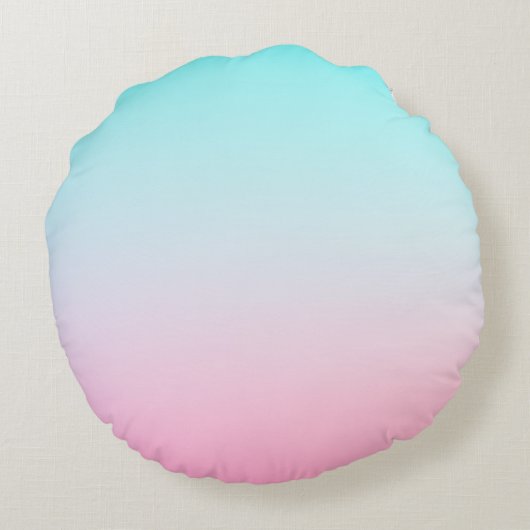 Modern 2 overlappende initialen | Turquoise Roze Rond Kussen (Achterkant)