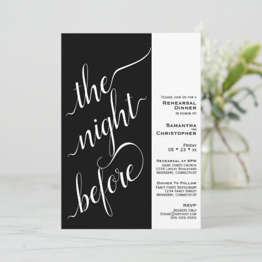 Modern 2-paars-bruiloft-repetitie: zwart kaart (Staand voorkant)