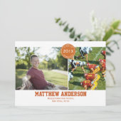 Modern 2 Photo Afstuderen Invitation - Oranje Kaart (Staand voorkant)