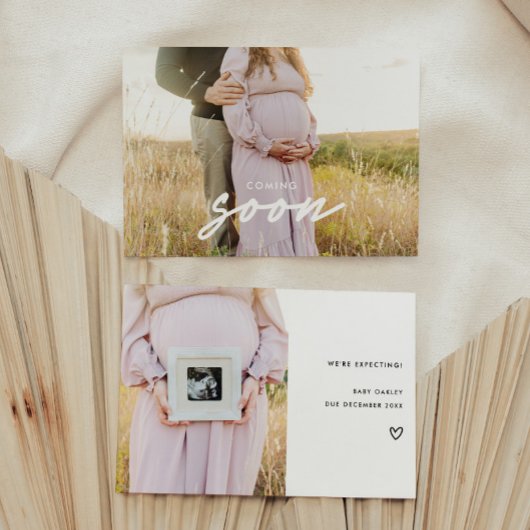 Modern 2-Photo Baby 'Coming Soon' Pregnancy Aankondiging