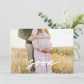 Modern 2-Photo Baby 'Coming Soon' Pregnancy Aankondiging (Staand voorkant)