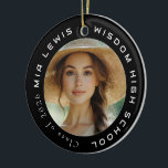 Modern 2 Photo Grad  Keramisch Ornament<br><div class="desc">Celebrate the milestone of graduation with this Modern 2-Photo Senior Portrait Ceramic Ornament,  a sophisticated keepsake designed to honor the Class of 2026. Featuring a sleek,  double-sided layout,  this ornament allows you to showcase two favorite high school memories—from professional senior portraits to candid graduation day smiles.</div>