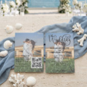 Modern 2 Photo QR Code Romantic Script Wedding Kaart