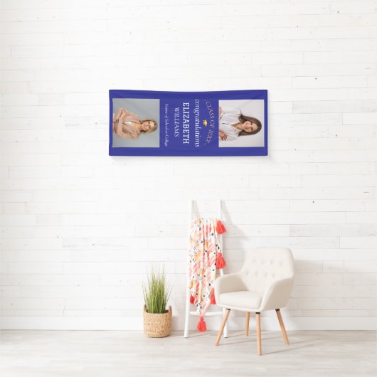 Modern 2 Photo Vertical Graduation Party Spandoek (Insitu)