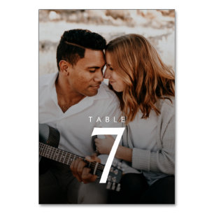 Modern 2-Photo Wedding Table Number Kaart