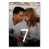 Modern 2-Photo Wedding Table Number Kaart (Voorkant)