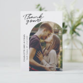 Modern 2 Photos Elegant Arch Wedding Thank You Bedankkaart (Staand voorkant)