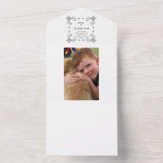 Modern 2e verjaardag foto all in one uitnodiging (Binnen)