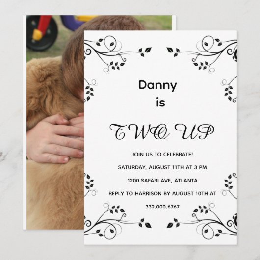 Modern 2e verjaardag foto feestdagenkaart (Voorkant / Achterkant)