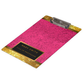 Modern 2in1 Gold Glitter Pink Visitekaartje & & Klembord