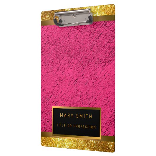 Modern 2in1 Gold Glitter Pink Visitekaartje & & Klembord (Links)