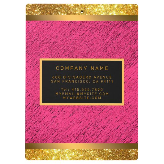 Modern 2in1 Gold Glitter Pink Visitekaartje & & Klembord (Achterkant)