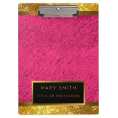 Modern 2in1 Gold Glitter Pink Visitekaartje & & Klembord (Voorkant)